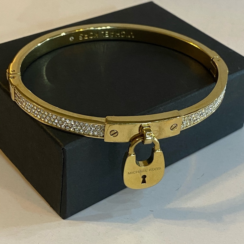 Michael Kors Gold and Crystal Locket Bracelet - Picture 3 of 8
